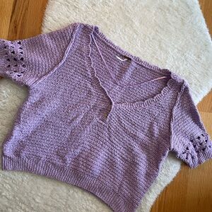 Free People cropped lilac sweater